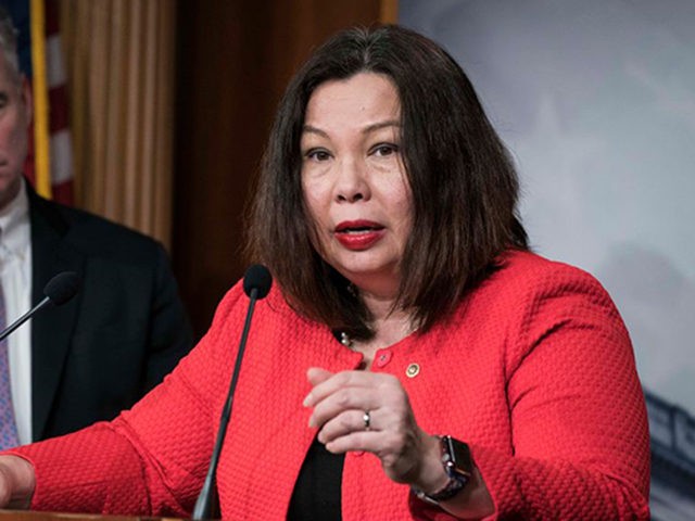 WASHINGTON, DC - FEBRUARY 13: Senators Tammy Duckworth (D-IL) and Tim Kaine (D-VA) participate in a news conference following the bipartisan Senate vote on the War Powers Resolution on Iran at the U.S. Capitol on February 13, 2020 in Washington, DC. Some Republicans crossed party lines to join Democrats in …