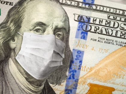 One Hundred Dollar Bill With Medical Face Mask.