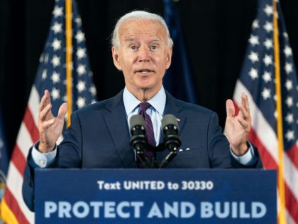 LANCASTER, PA - JUNE 25: Democratic presidential candidate former Vice President Joe Biden speaks during an event about affordable healthcare at the Lancaster Recreation Center on June 25, 2020 in Lancaster, Pennsylvania. Biden met with families who have benefited from the Affordable Care Act and made remarks on his plan …