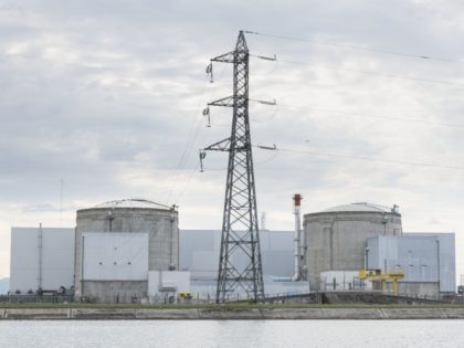 This picture taken on June 26, 2020, shows Fessenheim nuclear powerplant in Fessenheim, ea