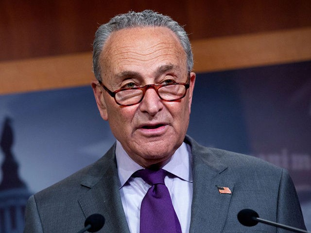 WASHINGTON, DC - JUNE 30: Senate Minority Leader Chuck Schumer (D-NY) speaks during a press conference on Capitol Hill on June 30, 2020 in Washington, DC. Schumer criticized the administration's response to reports that Russia offered bounty to the Taliban to kill American soldiers, and stated that he has requested …