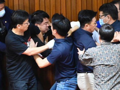 Legislators from Taiwans main opposition Kuomintang (KMT) and ruling Democratic Progressive Party (DPP) scuffle as the KMT protest against Taiwan President Tsai Ing-wen's nomination of Chen Chu, former secretary general of the President Office, for the chairwoman of the Control Yuan, the countrys watchdog body of other branches of government, …