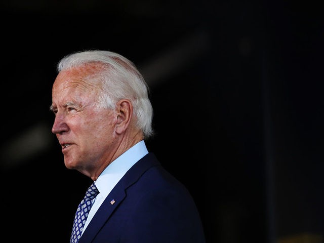 DUNMORE, PENNSYLVANIA - JULY 09: The presumptive Democratic presidential nominee Joe Biden speaks at McGregor Industries on July 09, 2020 in Dunmore, Pennsylvania. The former vice president, who grew up in nearby Scranton, toured a metal works plant in Dunmore in northeastern Pennsylvania and spoke about his economic recovery plan. …