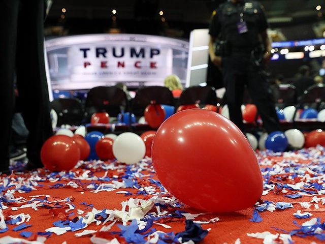 CLEVELAND, OH - JULY 21: Balloons and confetti are seen at the end of the fourth day of th