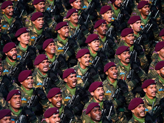 Indian Army's Parachute Regiment soldiers march along Rajpath during the Republic Day para