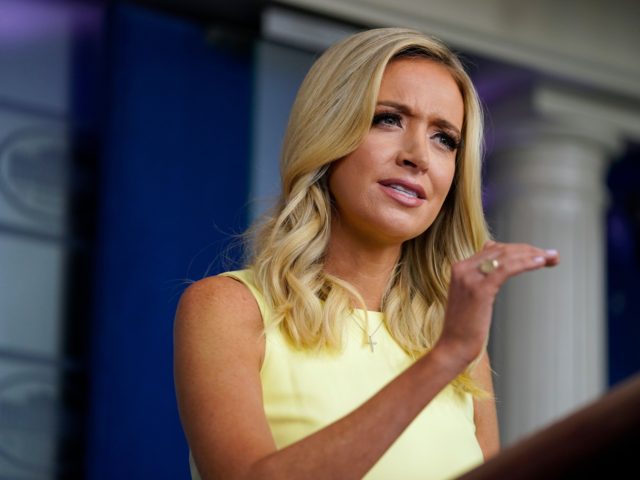 White House press secretary Kayleigh McEnany speaks during a press briefing at the White H