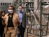 CHICAGO, ILLINOIS - APRIL 17: Chicago Mayor Lori Lightfoot tours the COVID-19 alternate care facility constructed at the McCormick Place convention center in Chicago, Illinois on April 17, 2020 in Chicago, Illinois. The facility, which began seeing patients Thursday, will serve as a primary care facility for patients with mild …