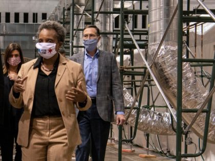 CHICAGO, ILLINOIS - APRIL 17: Chicago Mayor Lori Lightfoot tours the COVID-19 alternate ca