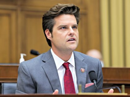 WASHINGTON, DC - JULY 29: Rep. Matt Gaetz (R-FL) speaks during the House Judiciary Subcommittee on Antitrust, Commercial and Administrative Law hearing on Online Platforms and Market Power in the Rayburn House office Building, July 29, 2020 on Capitol Hill in Washington, DC. (Photo by Graeme Jennings-Pool/Getty Images)