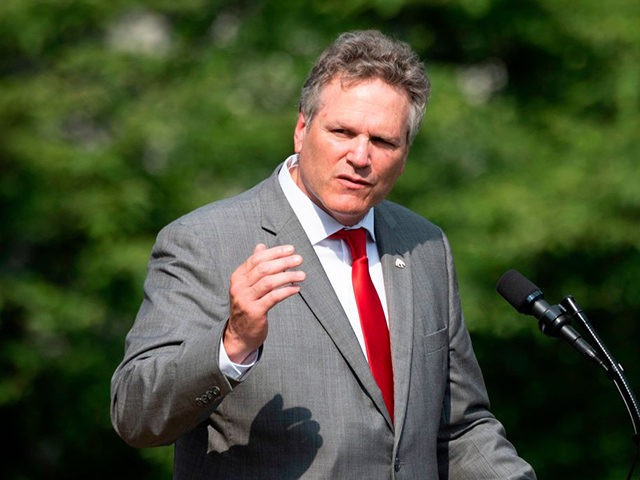 Alaska Governor Mike Dunleavy (R-AK) speaks at the White House in Washington, DC, on July 16, 2020, during an event on Rolling Back Regulations to Help All Americans on the South Lawn at the White House on July 16, 2020 in Washington,DC. (Photo by JIM WATSON / AFP) (Photo by …