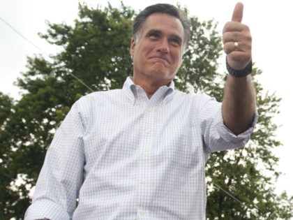 US Republican presidential candidate and former Massachusetts Governor Mitt Romney gives a
