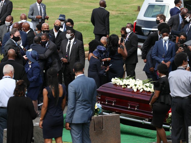 Mourners pay their respects at the gravesite Rep. John Lewis (D-GA) at the South-View Ceme