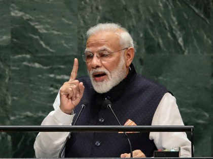 NEW YORK, NY - SEPTEMBER 27: Prime Minister of India Narendra Modi addresses the United Nations General Assembly at UN headquarters on September 27, 2019 in New York City. World leaders from across the globe are gathered at the 74th session of the UN General Assembly, amid crises ranging from …