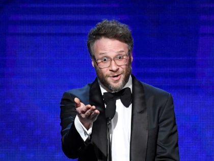 BEVERLY HILLS, CALIFORNIA - NOVEMBER 08: Seth Rogen speaks onstage during the 33rd American Cinematheque Award Presentation Honoring Charlize Theron at The Beverly Hilton Hotel on November 08, 2019 in Beverly Hills, California. (Photo by Frazer Harrison/Getty Images)