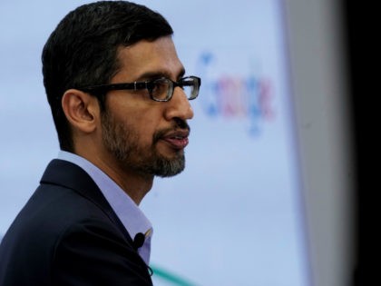 Google CEO Sundar Pichai speaks during a conference in Brussels on January 20, 2020. (Photo by Kenzo TRIBOUILLARD / AFP) (Photo by KENZO TRIBOUILLARD/AFP via Getty Images)