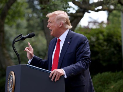 WASHINGTON, DC - JULY 09: U.S. President Donald Trump delivers remarks about the White House Hispanic Prosperity Initiative in the Rose Garden July 9, 2020 in Washington, DC. Trump met with Hispanic leaders earlier in the day in the Cabinet Room. (Photo by Win McNamee/Getty Images)