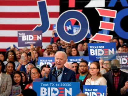 Presidential candidate Joe Biden speaks to supporters during a rally on March 2, 2020 at Texas Southern University in Houston, Texas. (Photo by Mark Felix / AFP) (Photo by MARK FELIX/AFP /AFP via Getty Images)