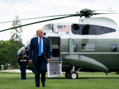 President Donald J. Trump disembarks Marine One on the South Lawn of the White House Satur