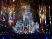 LAKE BUENA VISTA, FL - NOVEMBER 05: In this handout photo provided by Disney Parks, a view of fireworks, holiday lights and fanfare at Cinderella's Castle during a taping of Disney Parks Presents a Disney Channel Holiday Celebration at Walt Disney World Resort on November 05, 2017 in Lake Buena …