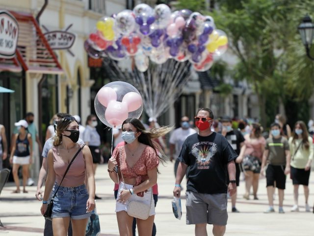 Springs shopping, dining and entertainment complex Tuesday, June 16, 2020, in Lake Buena Vista, Fla. Walt Disney World Resort theme parks plan to reopen on July 11.(AP Photo/John Raoux)