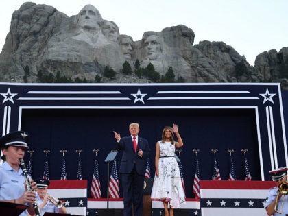 US President Donald Trump and First Lady Melania Trump arrive for the Independence Day events at Mount Rushmore National Memorial in Keystone, South Dakota, July 3, 2020. (Photo by SAUL LOEB / AFP) (Photo by SAUL LOEB/AFP via Getty Images)