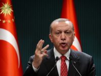 Turkish President Recep Tayyip Erdogan gestures as he delivers a speech following a cabinet meeting, in Ankara, on June 9, 2020. (Photo by Adem ALTAN / AFP) (Photo by ADEM ALTAN/AFP via Getty Images)