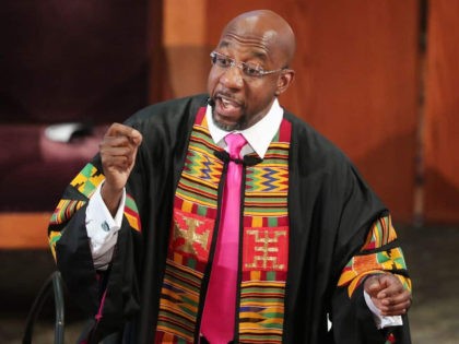 Rev. Raphael G. Warnock delivers the eulogy for Rayshard Brooks' funeral at Ebenezer Baptist Church, Tuesday, June 23, 2020, in Atlanta. Brooks is to be remembered at the Atlanta church where the Rev. Martin Luther King Jr. once preached. Brooks, 27, was shot twice in the back June 12 by …