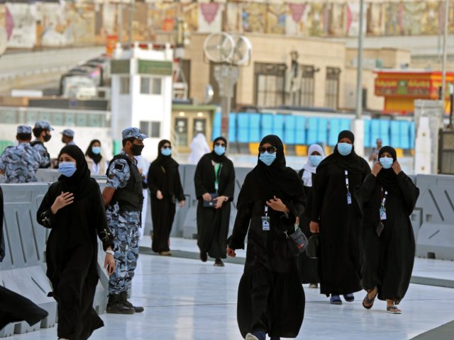 A picture shows pilgrims arriving to circumambulate around the Kaaba, the holiest shrine i