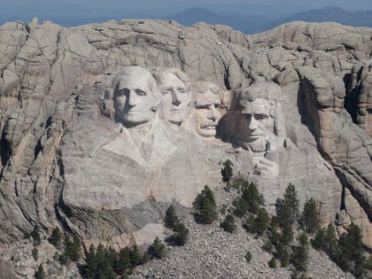 KEYSTONE, SOUTH DAKOTA - JULY 02: The busts of U.S. presidents George Washington, Thomas Jefferson, Theodore Roosevelt and Abraham Lincoln tower over the Black Hills at Mount Rushmore National Monument on July 02, 2020 near Keystone, South Dakota. President Donald Trump is expected to visit the monument and speak before …