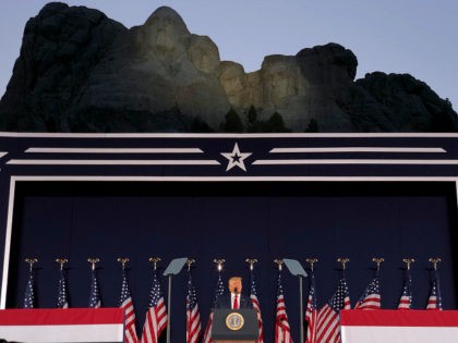 President Donald Trump speaks at Mount Rushmore National Monument Friday, July 3, 2020, in Keystone, S.D. (AP Photo/Alex Brandon)