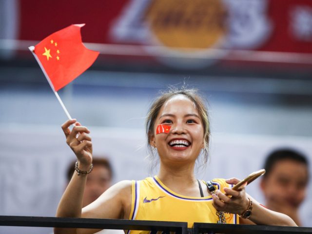 SHENZHEN, CHINA - OCTOBER 12: Supporter of LeBron James #23 of the Los Angeles Lakers looks on during the match against the Brooklyn Nets during a preseason game as part of 2019 NBA Global Games China at Shenzhen Universiade Center on October 12, 2019 in Shenzhen, Guangdong, China. (Photo by …