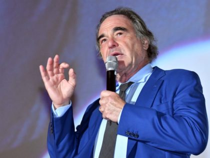US director and writer, Oliver Stone gives a speech during the award ceremony of 23rd Sarajevo Film Festival, late on August 13, 2017. Stone received a "Heart Of Sarajevo" award for his life long contribution to the art of film. / AFP PHOTO / ELVIS BARUKCIC (Photo credit should read …