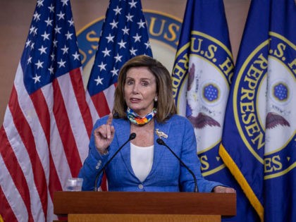 WASHINGTON, DC - JUNE 29: Speaker of the House Nancy Pelosi (D-CA) speaks at a press conference on Capitol Hill on June 29, 2020 in Washington, DC. Speaker Nancy Pelosi, D-Calif., on Thursday expressed outrage at Trump for what she said was his calling reports about Russian bounties on American …