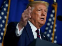 President Donald Trump speaks during a coronavirus briefing at Bioprocess Innovation Center at Fujifilm Diosynth Biotechnologies, Monday, July 27, 2020, in Morrisville, N.C. (AP Photo/Evan Vucci)