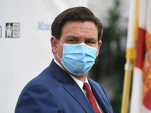 MIAMI, FL - JULY 13: Florida Gov. Ron DeSantis speaks during a press conference on the surge of coronavirus Covid-19 cases in Florida held at the Jackson Memorial Hospital during the COVID-19 pandemic on July 13, 2020 in Miami, Florida. Credit: mpi04/MediaPunch /IPX