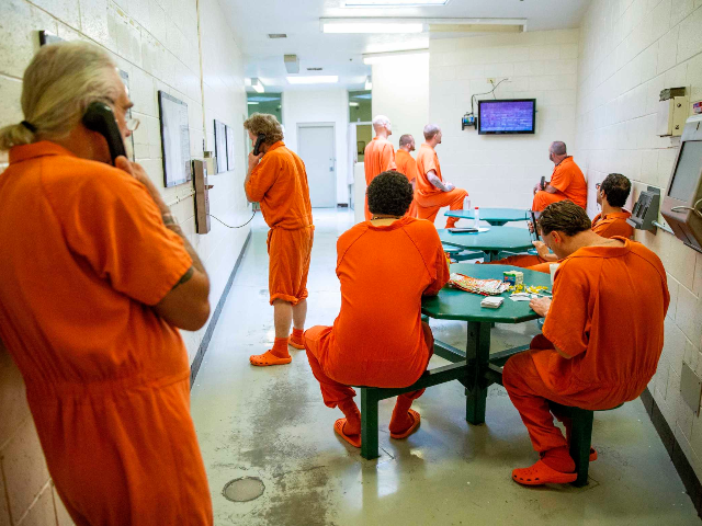 In this Friday, July 13, 2018 file photo, inmates pass the time within their cell block at the Twin Falls County Jail in Twin Falls, Idaho. In March 2020, the COVID-19 coronavirus and its lingering threat has become a potential “get out of jail card” for inmates who argue it’s …