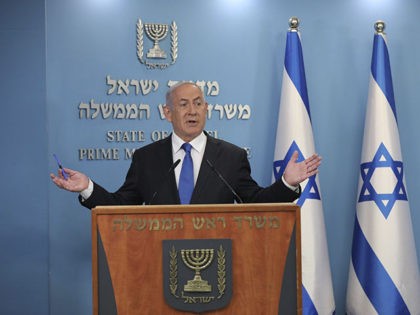 Israel's Prime Minister Benjamin Netanyahu announces full diplomatic ties will be established with the United Arab Emirates, during a news conference on Thursday, Aug. 13, 2020 in Jerusalem. In a nationally broadcast statement, Netanyahu said the “full and official peace” with the UAE would lead to cooperation in many spheres …