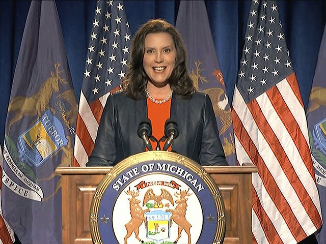 In this image from video, Michigan Gov. Gretchen Whitmer speaks during the first night of the Democratic National Convention on Monday, Aug. 17, 2020. (Democratic National Convention via AP)