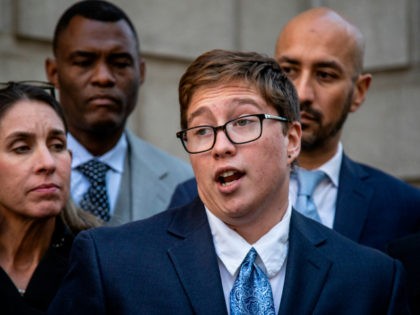 Transgender student Drew Adams speaks with reporters outside of the 11th Circuit Court of Appeals on Thursday, Dec. 5, 2019, in Atlanta. Adam's fight over school bathrooms comes before a federal appeals court Thursday, setting the stage for a groundbreaking ruling. Adams, who has since graduated from Nease High School …