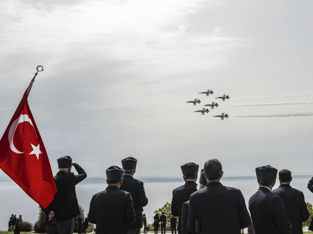 Turkish Air Force aerobatic team "the Turkish Stars" perform during an internati