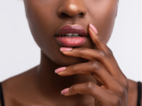 woman touching face