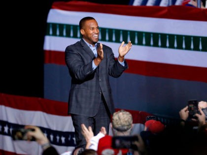 Republican Senate candidate from Michigan, John James speaks at a Keep America Great Rally at Kellogg Arena on December 18, 2019, in Battle Creek, Michigan. (Photo by JEFF KOWALSKY / AFP) (Photo by JEFF KOWALSKY/AFP via Getty Images)