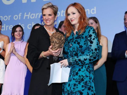 NEW YORK, NEW YORK - DECEMBER 12: President, Robert F. Kennedy Human Rights Kerry Kennedy and the Kennedy family present an award to J.K. Rowling on stage during the Robert F. Kennedy Human Rights Hosts 2019 Ripple Of Hope Gala & Auction In NYC on December 12, 2019 in New …