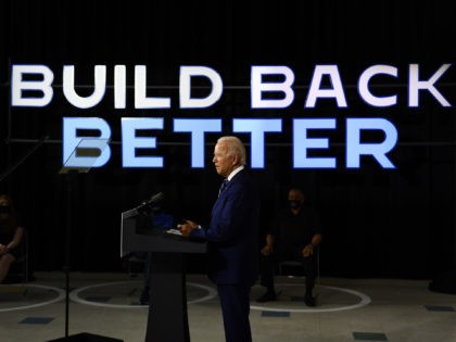 US Democratic presidential candidate Joe Biden speaks about on the third plank of his Buil