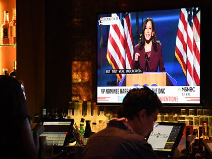 Senator from California and Democratic vice presidential nominee Kamala Harris is seen on