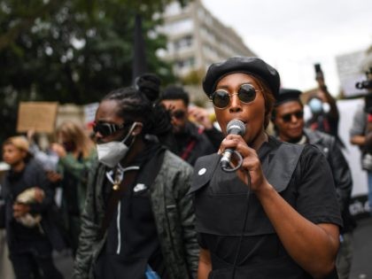 LONDON, ENGLAND - AUGUST 30: Black Lives Matter protesters are seen during the Million People March on August 30, 2020 in London, England. The Million People March is protesting against systemic racism and taking place in lieu of the Notting Hill Carnival. (Photo by Peter Summers/Getty Images)