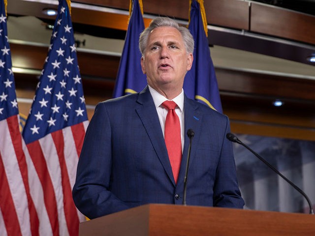 WASHINGTON, DC - JULY 02: U.S. House Minority Leader Rep. Kevin McCarthy (R-CA) speaks at a press conference on Capitol Hill on July 02, 2020 in Washington, DC. (Photo by Tasos Katopodis/Getty Images)