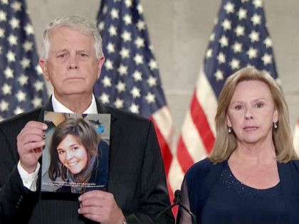 CHARLOTTE, NC - AUGUST 27: (EDITORIAL USE ONLY) In this screenshot from the RNC‚Äôs livestream of the 2020 Republican National Convention, Carl and Marsha Mueller, parents of humanitarian worker Kayla Mueller who was killed by ISIS, address the virtual convention on August 27, 2020. The convention is being held virtually …