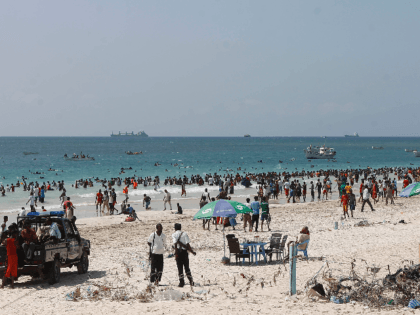 Police patrol Lido beach on December 7, 2012 on the Indian Ocean's coastal city of Mogadishu. The humanitarian crisis in Somalia remains "critical" but there is hope for improvement after major security and political changes in the war-torn country, United Nations officials said this week. Over a million Somalis are …