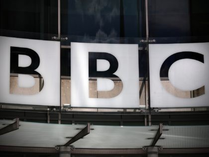 LONDON, ENGLAND - JULY 25: The logo for the Broadcasting House, the headquarters of the BBC is displayed outside on July 25, 2015 in London, England. The main Art Deco-style building of the British Broadcasting Corporation was officially opened on 15 May 1932 and has since seen extensive refurbishment with …